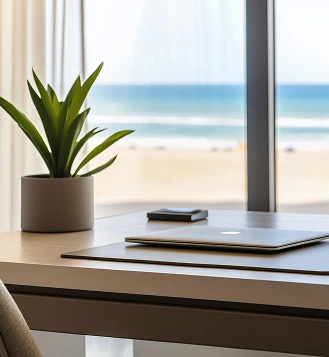 Strand neben dem Büro